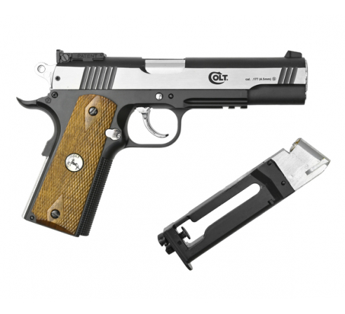 Пневматический пистолет Umarex Colt Special Combat никель с пласт. накладками под дерево 4,5 мм