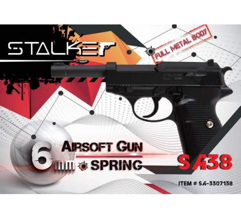 Пневматический пистолет спринговый Stalker SA38 (аналог Walther P38)