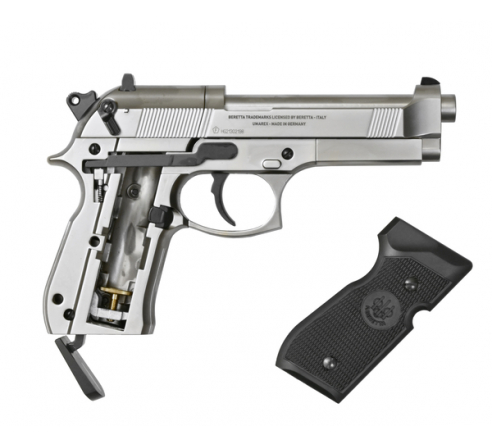 Пневматический пистолет Umarex Beretta 92 FS Никель с чёрн. накладками (аналог беретты 92)