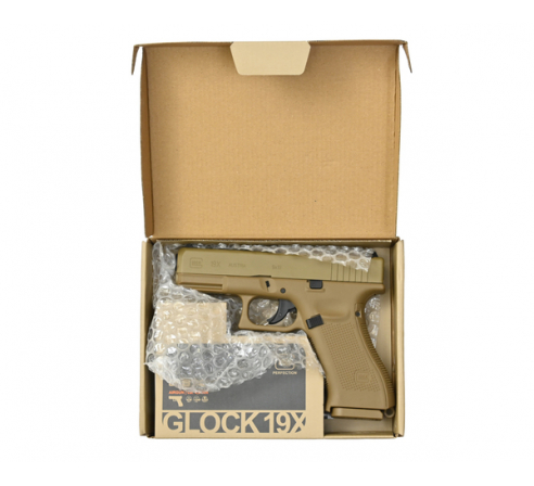Пневматический пистолет Umarex Glock-19X  (метал,ВВ, Coyote-песок) 4,5 мм