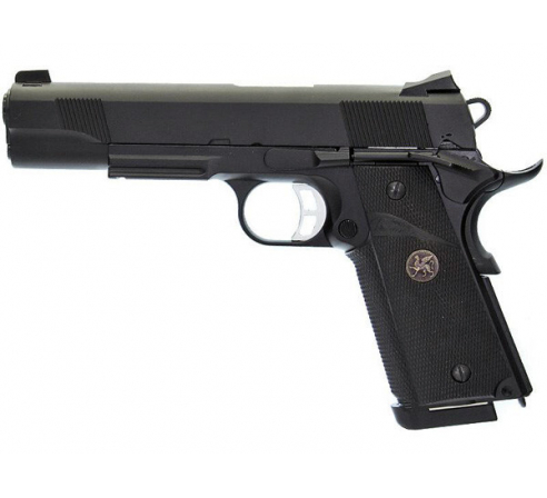 Пистолет страйкбольный KJW COLT M1911 M.E.U. GBB, GAS, черный, металл (KP-07)
