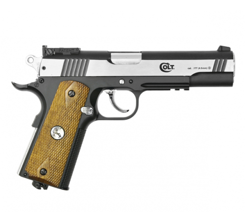 Пневматический пистолет Umarex Colt Special Combat никель с пласт. накладками под дерево 4,5 мм