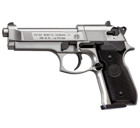 Пневматический пистолет Umarex Beretta 92 FS Никель с чёрн. накладками (аналог беретты 92)