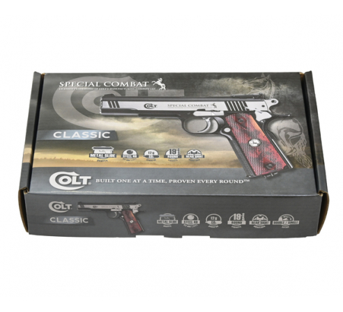 Пневматический пистолет Umarex Colt Special Combat никель с пласт. накладками под дерево 4,5 мм