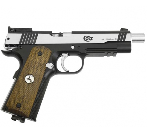 Пневматический пистолет Umarex Colt Special Combat никель с пласт. накладками под дерево 4,5 мм
