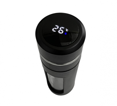 Термос RealArm 316 стеклянная колба 420мл, c индикацией тепла, чёрн.
