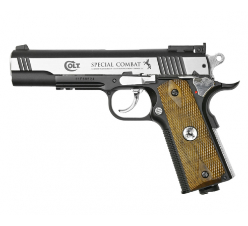 Пневматический пистолет Umarex Colt Special Combat никель с пласт. накладками под дерево 4,5 мм