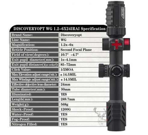 Оптический прицел DISCOVERY WG 1.2-6X24IRAI FW30