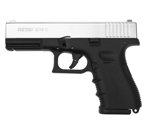 Пистолет охолощенный СХП  RETAY G19C (Glock) 9mm P.A.K, никель