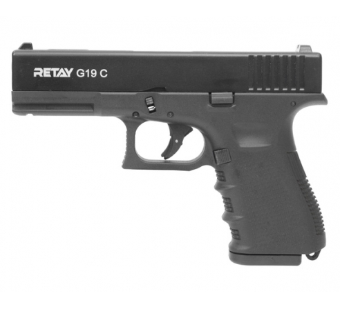 Пистолет охолощенный СХП RETAY G19C (Glock) 9mm P.A.K, черный