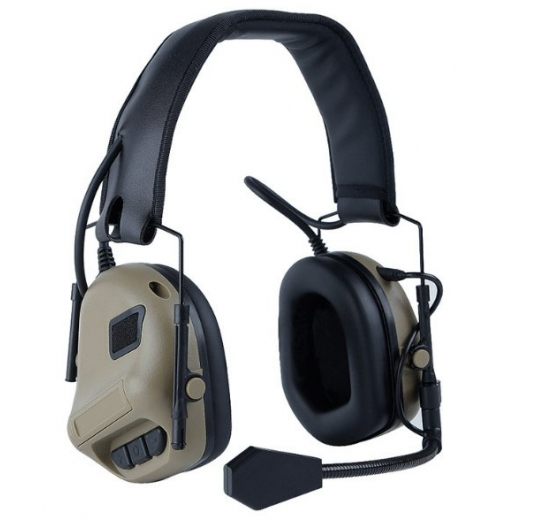 Шумоподавляющие тактические наушники с микрофоном WoSport HD-08  коричневые